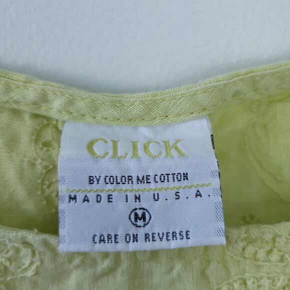 Click by Color Me Cotton 100% Linen Tank Medium Yellow, Embroidered, Sleeveless - Picture 4 of 6